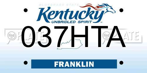 037HTA Kentucky License Plate