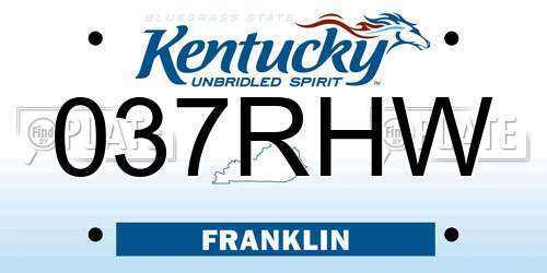 037RHW Kentucky License Plate