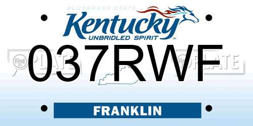 037RWF Kentucky License Plate