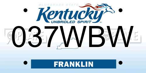 037WBW Kentucky License Plate