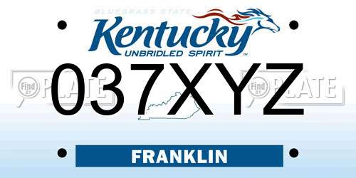 037XYZ Kentucky License Plate