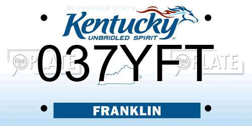 037YFT Kentucky License Plate