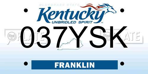 037YSK Kentucky License Plate
