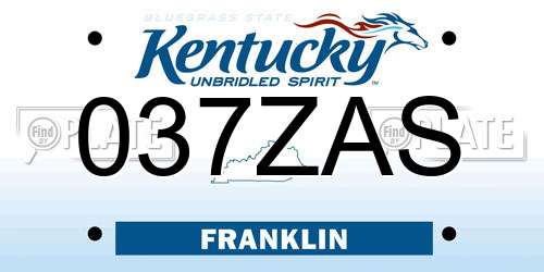 037ZAS Kentucky License Plate
