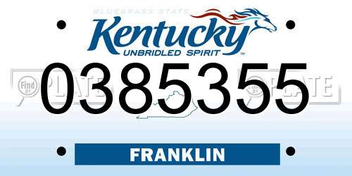0385355 Kentucky License Plate