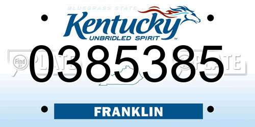 0385385 Kentucky License Plate