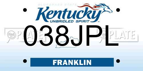 038JPL Kentucky License Plate