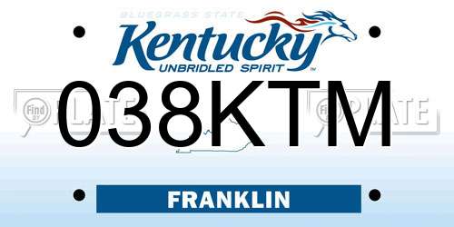 038KTM Kentucky License Plate