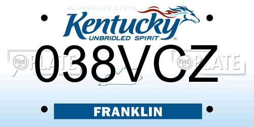 038VCZ Kentucky License Plate