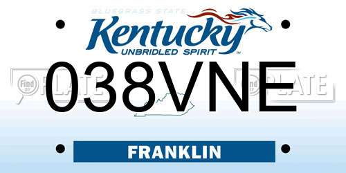 038VNE Kentucky License Plate
