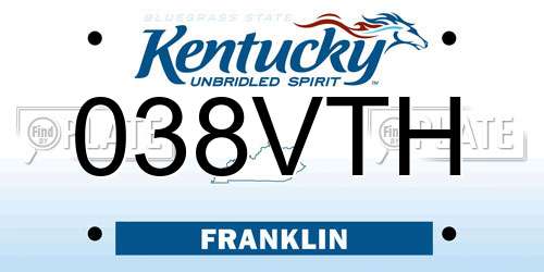 038VTH Kentucky License Plate
