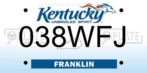 038WFJ Kentucky License Plate