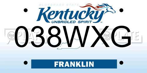 038WXG Kentucky License Plate
