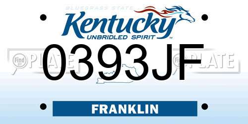 0393JF Kentucky License Plate