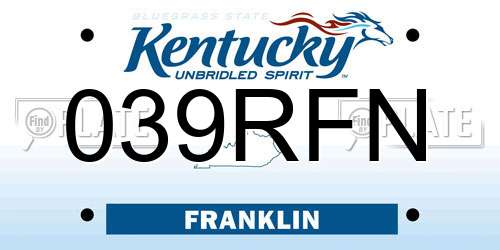 039RFN Kentucky License Plate