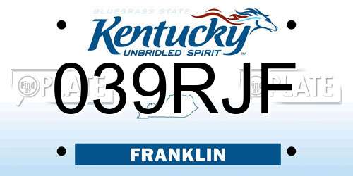 039RJF Kentucky License Plate