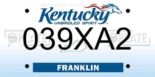 039XA2 Kentucky License Plate