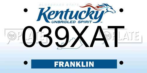 039XAT Kentucky License Plate