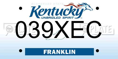 039XEC Kentucky License Plate