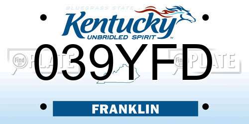 039YFD Kentucky License Plate