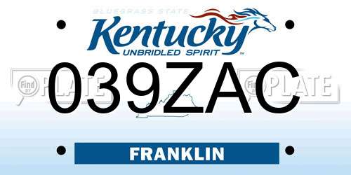 039ZAC Kentucky License Plate