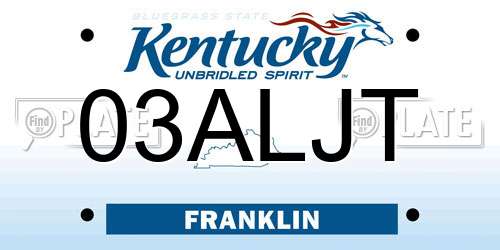 03ALJT Kentucky License Plate