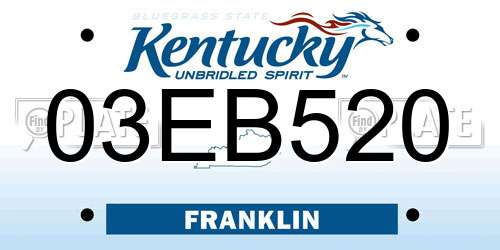 03EB520 Kentucky License Plate