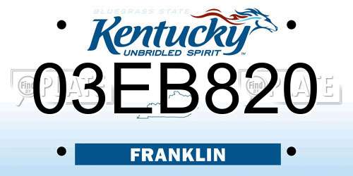 03EB820 Kentucky License Plate