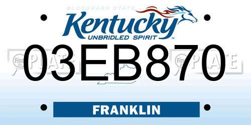 03EB870 Kentucky License Plate