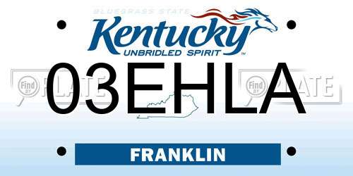 03EHLA Kentucky License Plate