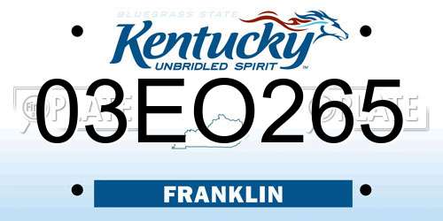 03EO265 Kentucky License Plate