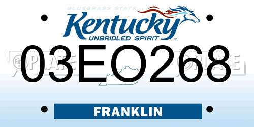 03EO268 Kentucky License Plate