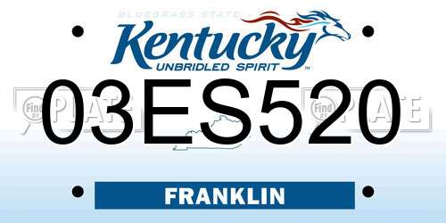 03ES520 Kentucky License Plate