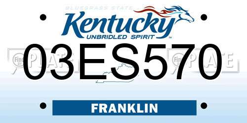 03ES570 Kentucky License Plate