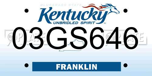 03GS646 Kentucky License Plate