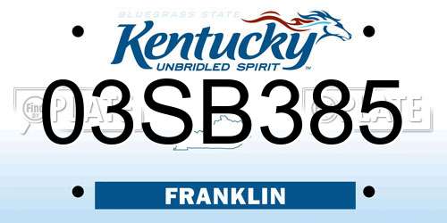 03SB385 Kentucky License Plate