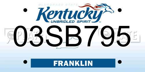 03SB795 Kentucky License Plate