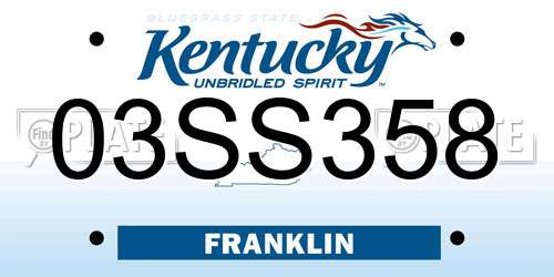 03SS358 Kentucky License Plate