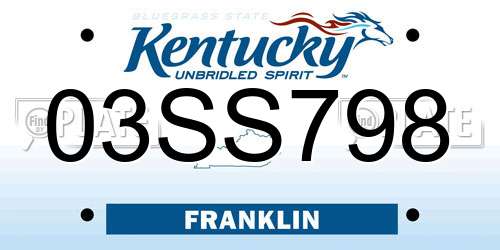 03SS798 Kentucky License Plate