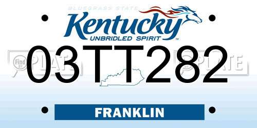 03TT282 Kentucky License Plate