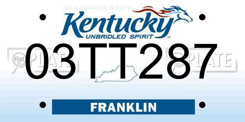 03TT287 Kentucky License Plate