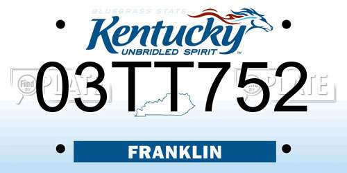 03TT752 Kentucky License Plate