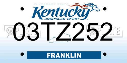 03TZ252 Kentucky License Plate
