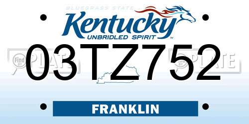 03TZ752 Kentucky License Plate