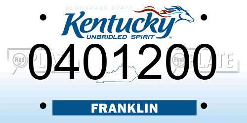 0401200 Kentucky License Plate