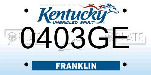 0403GE Kentucky License Plate