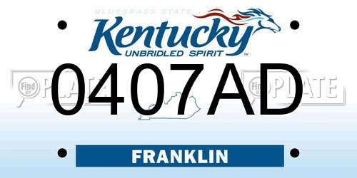 0407AD Kentucky License Plate