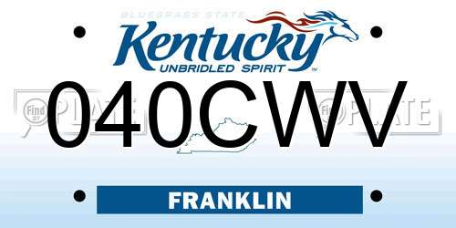 040CWV Kentucky License Plate