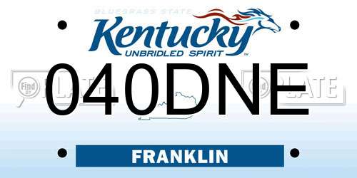 040DNE Kentucky License Plate