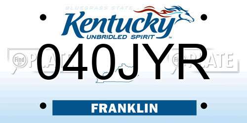 040JYR Kentucky License Plate